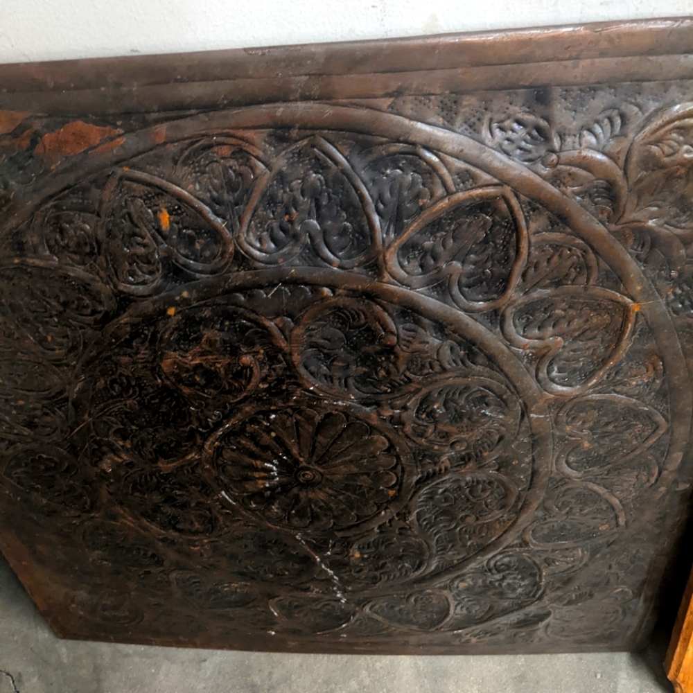 Intricately Carved Metal  Wall Panel